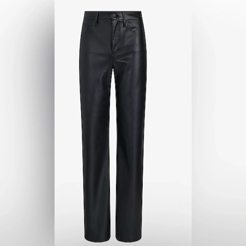 EXPRESS Black Faux Leather Wide Leg Pants - Picture 4 of 9